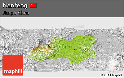 Physical Panoramic Map of Nanfeng, lighten, desaturated