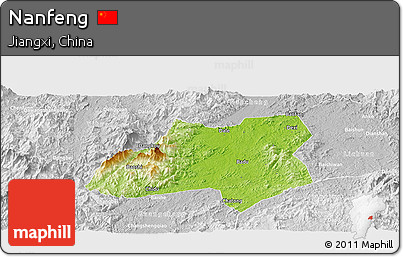 Physical Panoramic Map of Nanfeng, lighten, desaturated