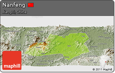 Physical Panoramic Map of Nanfeng, semi-desaturated