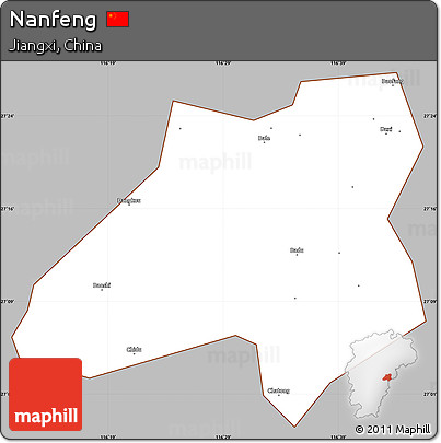 Gray Simple Map of Nanfeng, cropped outside