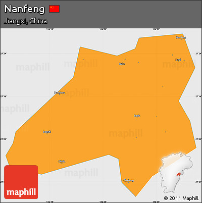 Political Simple Map of Nanfeng, single color outside