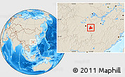 Shaded Relief Location Map of Pingxiang Shi