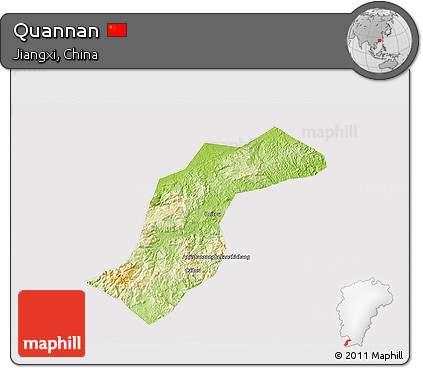 Physical 3D Map of Quannan, cropped outside