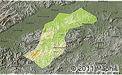 Physical 3D Map of Quannan, darken, semi-desaturated