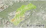 Physical 3D Map of Quannan, semi-desaturated