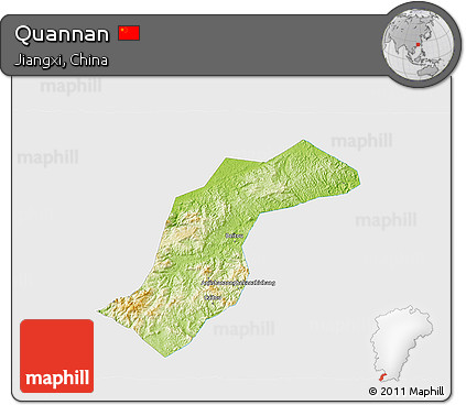 Physical 3D Map of Quannan, single color outside