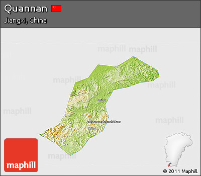 Physical 3D Map of Quannan, single color outside