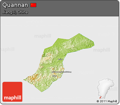 Physical 3D Map of Quannan, single color outside