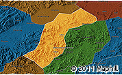 Political 3D Map of Quannan, darken