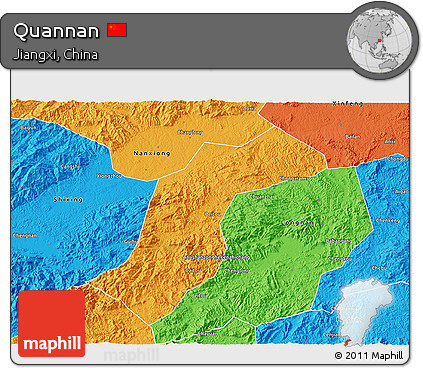 Political 3D Map of Quannan
