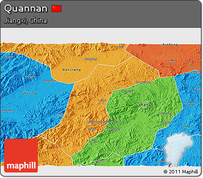 Political 3D Map of Quannan