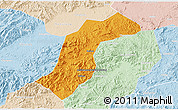 Political 3D Map of Quannan, lighten