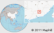 Gray Location Map of Quannan, highlighted country