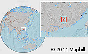 Gray Location Map of Quannan, hill shading