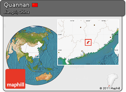 Satellite Location Map of Quannan, highlighted country
