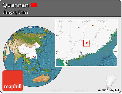Satellite Location Map of Quannan, highlighted country
