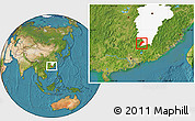 Satellite Location Map of Quannan, highlighted parent region