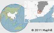 Savanna Style Location Map of Quannan, highlighted country, highlighted parent region, hill shading