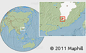 Savanna Style Location Map of Quannan, highlighted parent region, hill shading