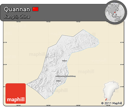 Classic Style Map of Quannan, single color outside