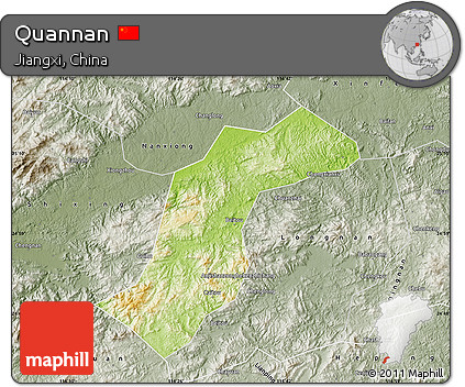 Physical Map of Quannan, semi-desaturated