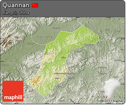 Physical Map of Quannan, semi-desaturated