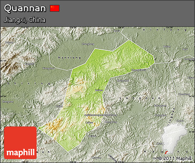 Physical Map of Quannan, semi-desaturated