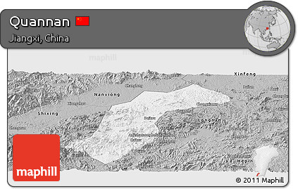 Gray Panoramic Map of Quannan