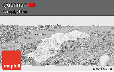 Gray Panoramic Map of Quannan