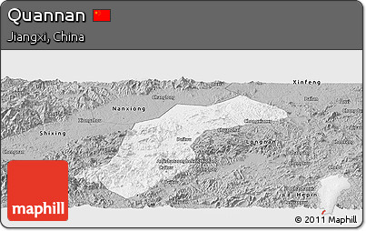 Gray Panoramic Map of Quannan