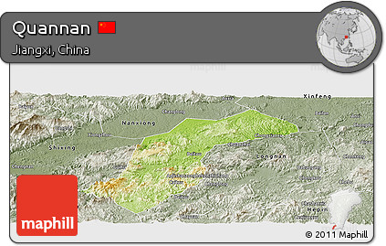 Physical Panoramic Map of Quannan, semi-desaturated