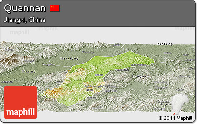 Physical Panoramic Map of Quannan, semi-desaturated