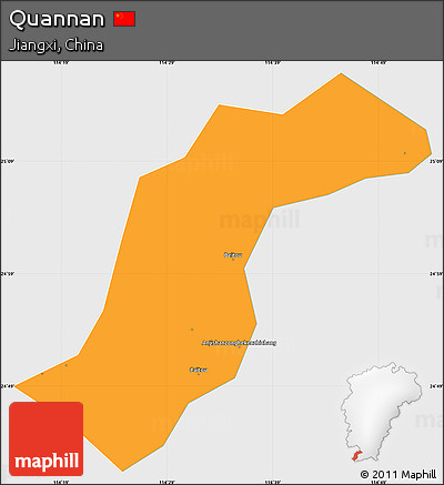 Political Simple Map of Quannan, single color outside