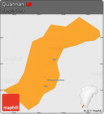 Political Simple Map of Quannan, single color outside