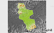 Physical 3D Map of Shangrao, darken, desaturated