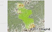 Physical 3D Map of Shangrao, semi-desaturated