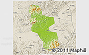 Physical 3D Map of Shangrao, shaded relief outside