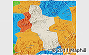 Shaded Relief 3D Map of Shangrao, political outside
