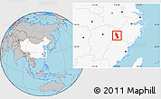 Gray Location Map of Shangrao, highlighted country