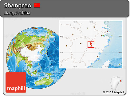 Physical Location Map of Shangrao, highlighted country