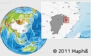 Physical Location Map of Shangrao, highlighted country, highlighted parent region
