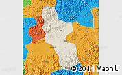 Shaded Relief Map of Shangrao, political outside