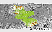 Physical Panoramic Map of Shangrao, desaturated
