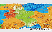 Physical Panoramic Map of Shangrao, political outside