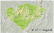 Physical 3D Map of Xingguo, lighten, semi-desaturated