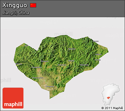 Satellite 3D Map of Xingguo, cropped outside