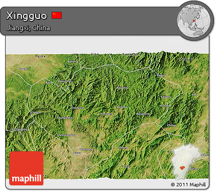 Satellite 3D Map of Xingguo