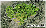 Satellite 3D Map of Xingguo, semi-desaturated