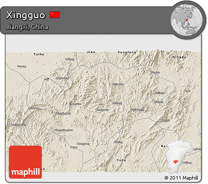 Shaded Relief 3D Map of Xingguo