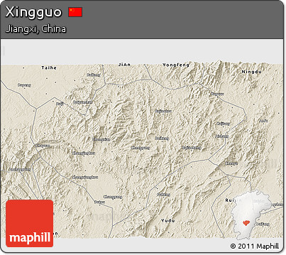 Shaded Relief 3D Map of Xingguo